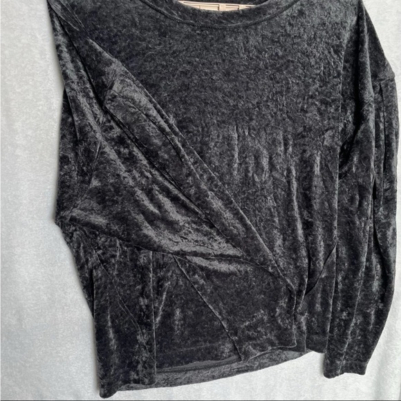 WE THE FREE People Nora Jane Crushed Velvet Top M Gray Balloon Sleeve Oversized - Picture 10 of 13